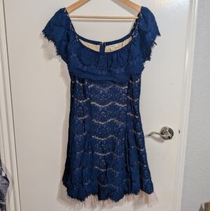 Francesca's Collections Navy Blue Lace Dress